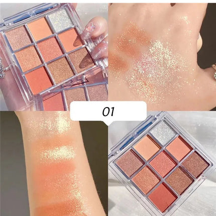 9 Colors Chocolate Eye Shadow Palette Pearly Matte Earth Color Eyeshadow Pallete Shiny Sequins Eye Pigments Lasting Makeup