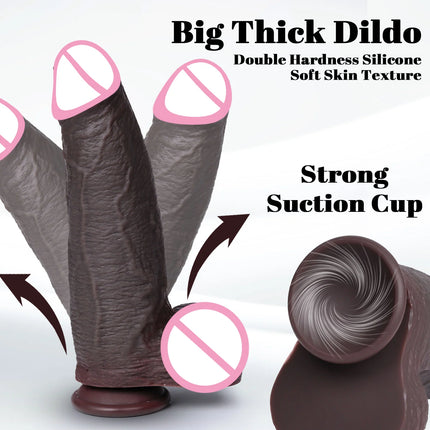 Realistic Silicone Dildo Black Soft Penis Sliding Foreskin Cock Male Genitals Vaginal Masturbation Suction Cup Dick Anal Sex Toy