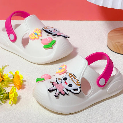 Girls' Slippers with Cute Charms Summer Garden Shoes Beach Sandals Non-slip Breathable Clogs for Girls Indoor & Outdoor Footwear