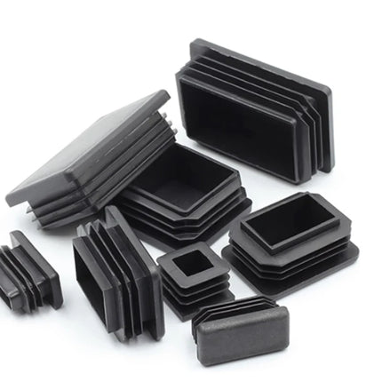 Black Plastic Square Oblong Pipe Plug 13x13mm~100x100mm Insert Table Chair Furniture Foot Cover Anti Slip Blanking End Cap