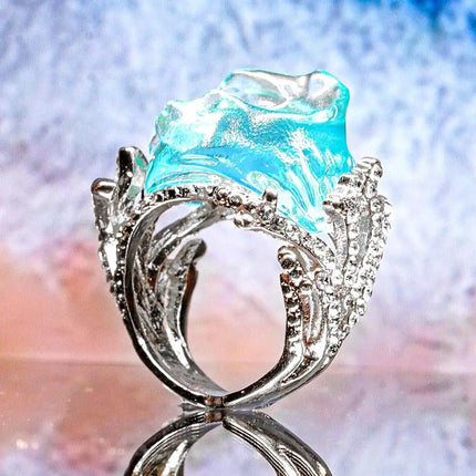 1/3PCS Ocean's Oath Wave Decorative Ring Necklace Earrings Jewelry Set For Women Gift Fashion Sky Blue Decoration Jewelry Gift