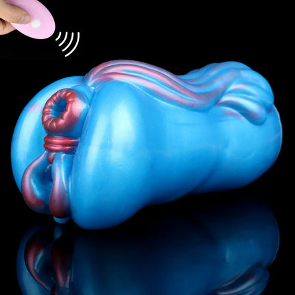 ELKKOST White Pocket Pussy  Stroker Wireless Control Vibrating Monster Male Masturbator for Men Realistic Dual-hole Vagina Anal