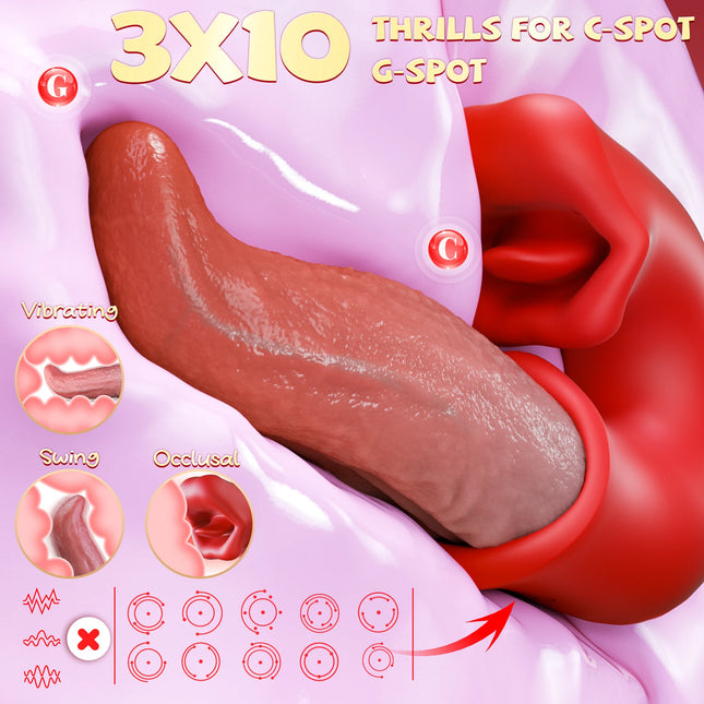 3 in 1 Realistic Tongue Vibrators for Women Dildo Occlusion and Swinging Clitoris Stimulator Adult Sex Toys Female Masturbator