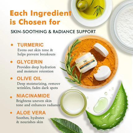 WK JALY Acne Clearing Brighten Turmeric Face Cream, Remove Spots, Pigmentation, Improve Dull Skin, With Niacinamide, Aloe Vera