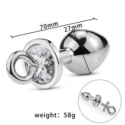 Metal Butt Plug with Jewelry Crystal Fox Tail Detachable Anal Plug Traction Pull Chain Sex Toys SM Game Adults Masturbator Sex