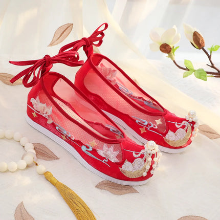 Chasing Moon Hot Sale Of The Season New Style Ming Dynasty Hanfu Shoes National Style Upturned Head Cotton Shoes Ancient Wedding