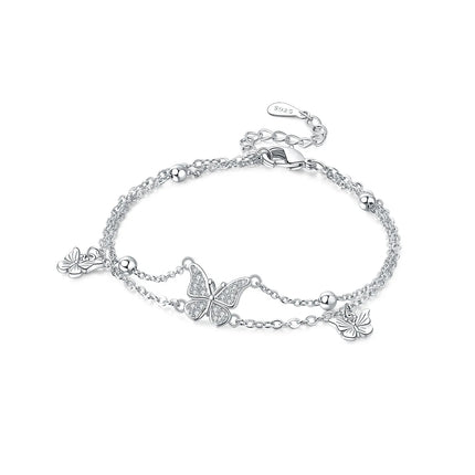 Original 925 Sterling Silver Butterfly Bracelet Zirconia Tennis Ball Women Fashion Simple Engagement Wedding Charm Jewelry Gift