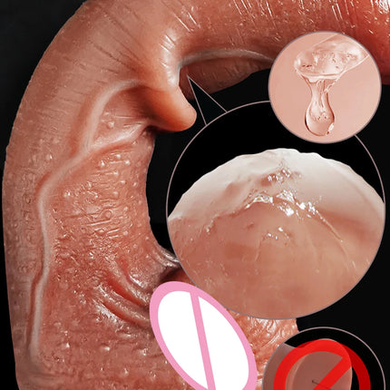 Realistic Dildo Sliding Foreskin Soft Silicone Penis G-Spot Stimulation Testis Huge Dick Suction Cup Dildos Sex Toy For Women Gay