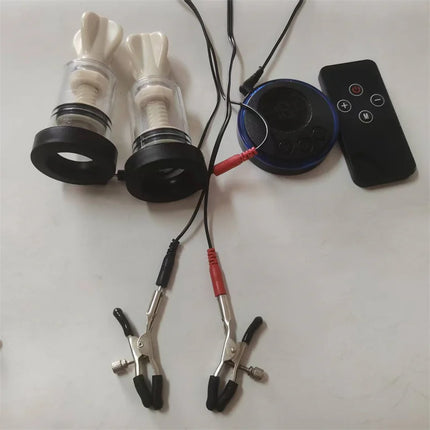 Metal Nipples Clips Labium Clamps Clitoris Stimulation Breast Sucker 8 Modes Electric Shock Sex Toys for Women Men Couples Games
