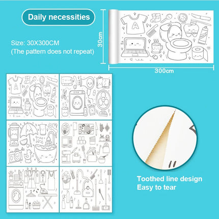 Children's Drawing Roll Sticky Color Filling Paper Graffiti Scroll Coloring Paper Roll for Kids DIY Painting Educational Toys