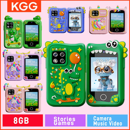 Mini Kids Smart Phone 8GB Cartoon Unicorn 2.8'' Stories Music Camera Habit Track Baby Mobile Toy Phone Educational Tools Gifts