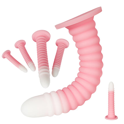 Extra Long Gradient Pink Anal Plug Massager With Threaded Suction Cup Rear Multi-size Unisex Anal Plug Adult Erotic Anal Sex Toy