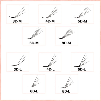 360/600 Bouquet Eyelashes L curl M curl Premade Volume Fans XL Tray Pre Made Pointy Base Lash Fans Prefacts Eyelash Extensions