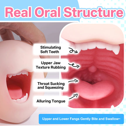 Male Masturbator Realistic Mouth Deep Throat Pocket Pussy Blowjob with Teeth Tongue Sex Toys for Men Masturbation Oral Sex 18+