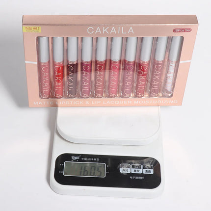 10pcs/set Nude Lip Gloss Matte Velvet Lipstick Waterproof Long-lasting Liquid Lipstick Women Moist Lip Tint