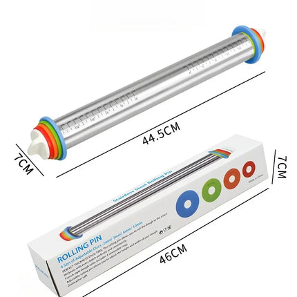 Stainless Steel Adjustable Rolling Pin/mat，Fondant Rolling Pin Cake Roller Dough Rolling Pin Dough Roller Kitchen Accessories