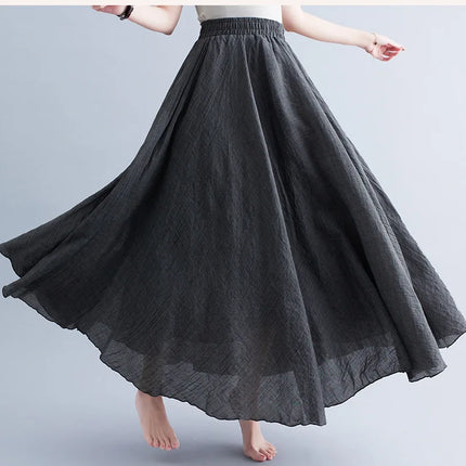 Fashion Clothes Women Clothing Skirts Vintage Y2k Elegant Streetwear Bohemian Cotton Linen Casual Vestido De Festa Long Skirt