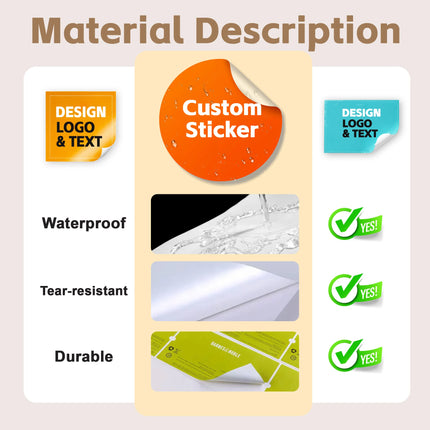 Custom Stickers PVC Waterproof Die Cut Vinyl Logo Labels Round Personalized Sticker for Laptop Birthday Party Wedding Business