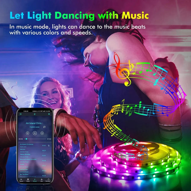 USB LED Strip Light DIY RGB Light Strip Flexible TV Backlight Light with App Control LED Light for Room Christmas Decor Lighting