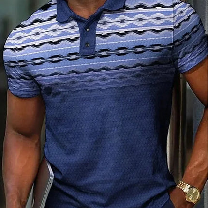 2026 Men's T-shirt Fashion Casual Sport Polo Shirt 3D Golf Gradient Ethnic Print Men Street Lapel Button Polo Shirt Short Sleeve