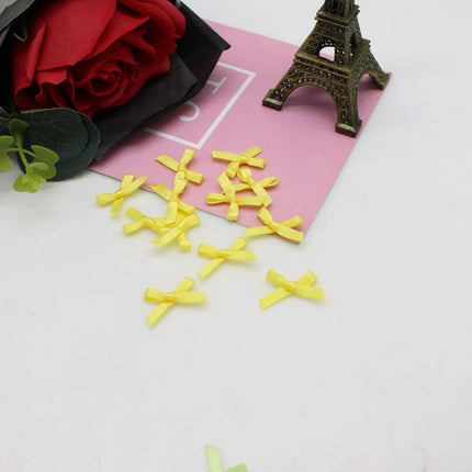 100pcs 1-2cm ( Very small ) Mini Polyester Satin Ribbon Bows Tie Scrapbooking Embellishment Hair Clips Pets Hair Bow Crafts