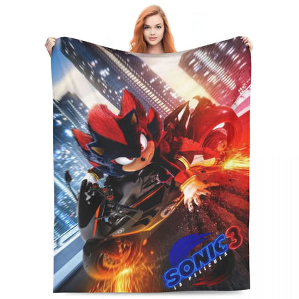 Sonic Poster Blanket 100x150cm - Soft Warm Throw Bedspread / Couverture Sonic 100x150cm - Jeté Doux Chaud
