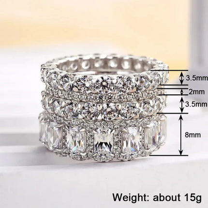 Huitan 4Pcs/Set Temperament Women Ring Full Shining CZ Luxury Party Wedding Lady Wearable Accessories Chic Jewelry for Versatile