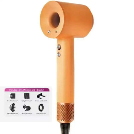 High Speed Hair Dryer 110000RPM Negative Ion Blow Dryer Fast Drying Vibrant Orange