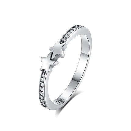 Original 925 Sterling Silver Ring Love Heart Wishbone Moon Sun Rings Crystal Rose Gold For Women Wedding Gift Luxury Jewelry