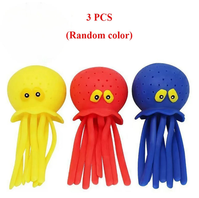 Children's Sensory Floating Water Squeeze Bath Octopus Stress Relief Toy, Suitable For Summer Swimming Pool And Bath Play