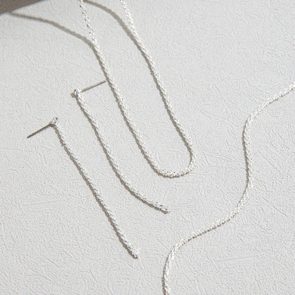 Set of Shiny Silver Plated Collarbone Chain Necklace Bracelet Jewelry, Women's Minimalist Starry Sky Accessories