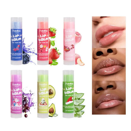 Fruity Color-Changing Lip Balm Set 6PCS Deep Moisture Tinted Balm for Dry Lips Christmas Gift Natural Lip Care for All