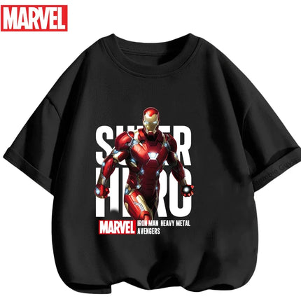 Kids Marvel Iron Man Avengers T-Shirt Boys Girls Summer Superhero Daily Wear 2026 New Anime Clothes