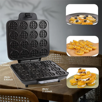 B25B Multi Waffles Maker 16 Waffle Molds Nonstick Waffle Iron Quick Heat-Up Mini Waffle Maker With Heating System EU Plug