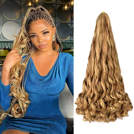 French Curl Braids Hair 22“Loose Wave Bouncy Synthetic Spiral Curls Braiding Hair Extensions Ombre Pre Stretched Hair For Women