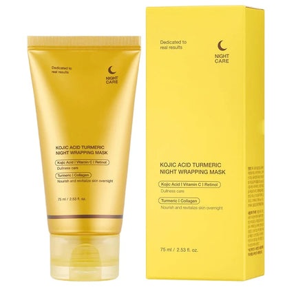 Kojic Acid Wrapping Face Mask Overnight Peel Off Facial Mask With Turmeric Vitamin C For Brighten Defends Korean Skin Care