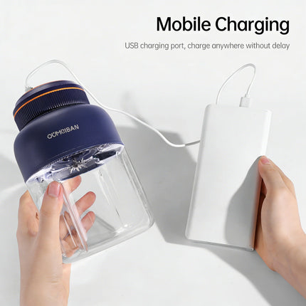 1300ML USB Rechargeable Portable Juicer, 46 Blades Fresh Fruit Mixer, Multifunctional Ice Crusher Smoothie Blender for Home