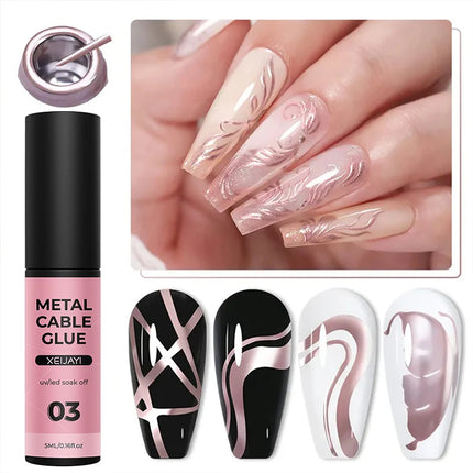 5ml Super Bright Silver Metallic Painting Liner Gel Nail Polish Drawing Stripe Graffiti Mirror Pull Line UV Gel Varnish