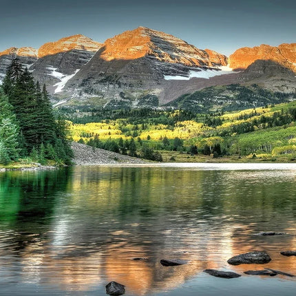 Landscape Canvas Painting, Lake Forest Mountain Scenery Painting Wall Art Decor Posters For Living Room Bedroom Prints Picture