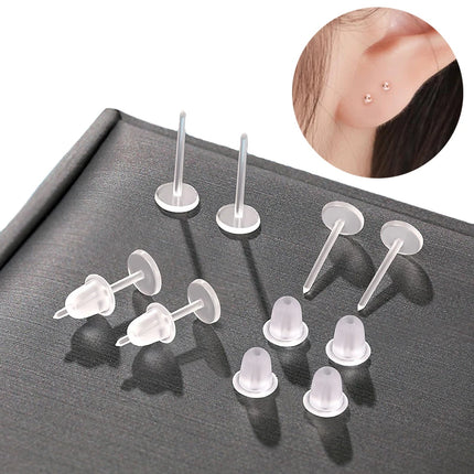 10/20/50/100PCS Transparent Earrings Jewelry Parts Decor  Plastic Stud Earring Anti Allergy Ear Protect From Ear Hole Blockage