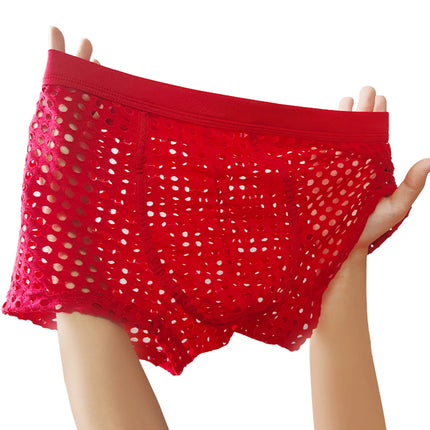 Breathable Mesh Men's Underpants Sexy Man Big Penis Pouch Boxers Summer Hollow Net Slip Briefs for Men Seven colors 1pcs