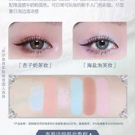 Flower Knows Shells Jewel Collection 6Colors Eyeshadow Palette Matte Pearl Sea Metallic High-Pigment Long-lasting Makeup