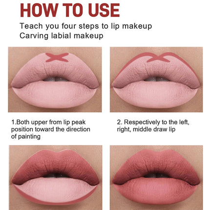 Matte Lip Gloss & Lipliner Pen Set Makeup Women Gift 24h Long-lasting Waterproof Non Stick Cup Mirror Lipstick Sexy Lips Makeup