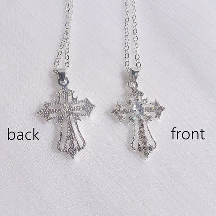 Gothic Big Zircon Cross Necklace Unisex Y2K Irregular Goth Large Cross Pendant Necklaces  for Men Women Couple Necklace Jewelry