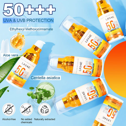 LKIAE Spf 50+ Sunscreen, UVA, UVB Protection, Prevents Sunburn, Skin Darkening, Pigmentation, Anti-Wrinkles, With Aloe Vera