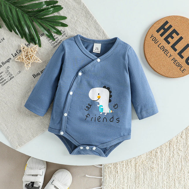 Baby Boys/Girls Cartoon Long Sleeve Rompers Cotton Unisex All Seasons Cute Bodysuits Infant Outfit Soft Comfort For Newborn