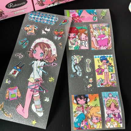 Cute Hand Drawn Anime Girl Stickers, Decorative Craft Material for Scrapbooking, Non-Roll Sticker Sheets