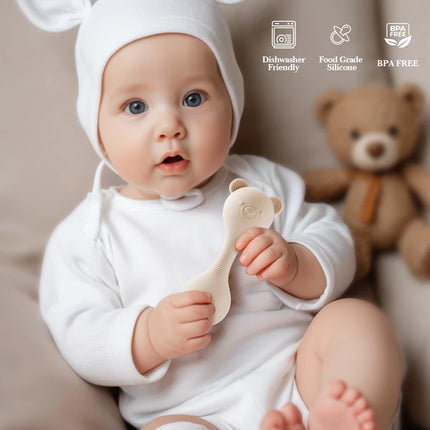 Silicone Baby Rattle Toy Food-grade Baby Teething Tape The Cartoon Bear Shakes The Music Toy Babies' Sensory Touch Toy Baby Gift