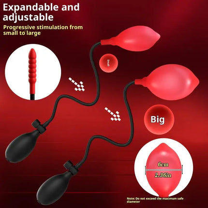 preferredInflatable Anal Plug Unisex Butt Plug with Hand Pump 3 Beads 6 Beads Soft Silicone for Couples Adult Play Bedroom