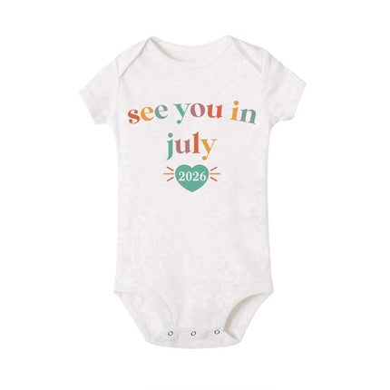 See You in January 2026 Printed Baby Romper Pregnancy Announcement Clothes Newborn Short Sleeve Bodysuit Infant Jumpsuit Outfit